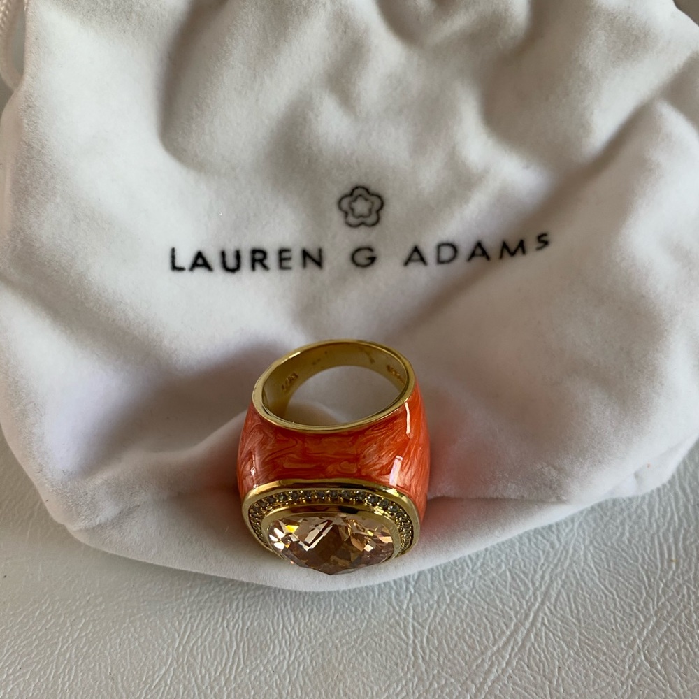 LAUREN G ADAMS Gold Plated ENAMEL COCKTAIL RING
